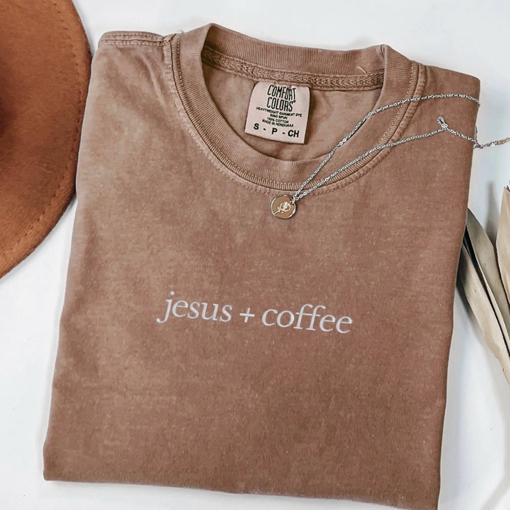 Comfort Colors Tan 'Jesus + Coffee' Tee